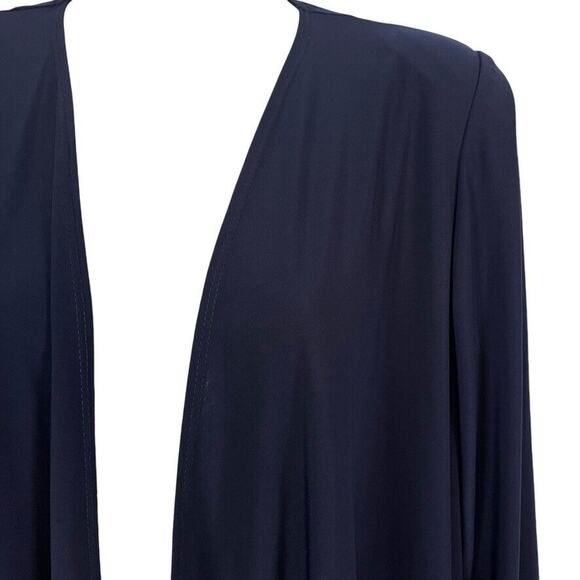 R&M Richards Navy Blue Jersey Knit Knee Length Open Stretch Jacket USA NWT sz 12 - Picture 7 of 16